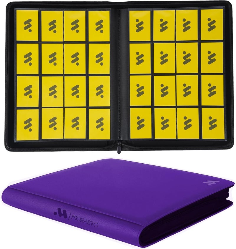 MORABTO Card Binder 16 Pocket,Trading Card Binder Holds up to 1408 Cards with 44 Sleeves,Zipper Card Holder Album Compatible with TCG Card/Game Cards/Sports Card-Dark purple - Image 1